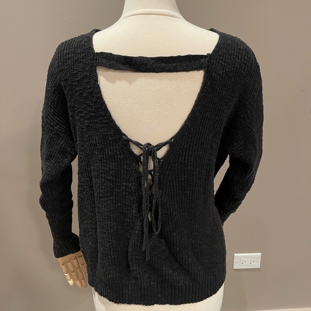 Black Open Back Crossed sweater